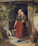 Adolph Heinrich Richter A young wine grower and her children USA oil painting artist